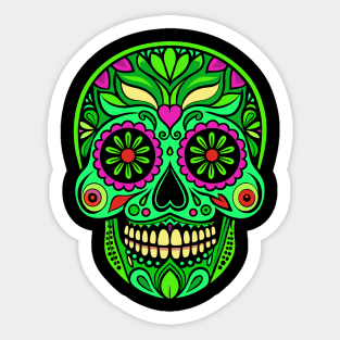 Neon Green Mexican Sugar Skull Sticker